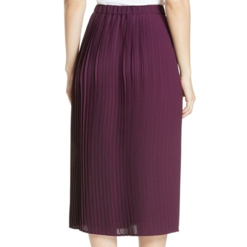 Eileen Fisher Plum Pleated Skirt, NWT Size 14 - Picture 2 of 8